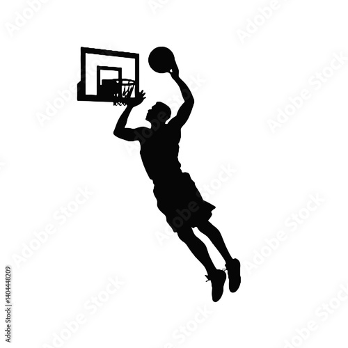 Basketball Player Silhouette Jump Shot Dunk – Vector Sports Illustration