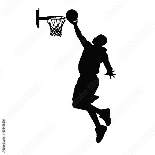 Basketball Player Silhouette Jump Shot Dunk – Vector Sports Illustration