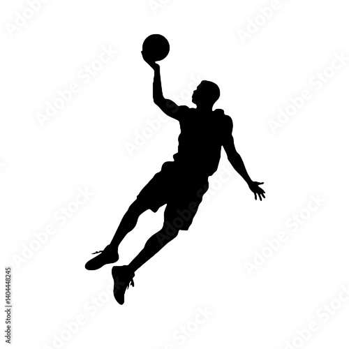 Basketball Player Silhouette Jump Shot Dunk – Vector Sports Illustration