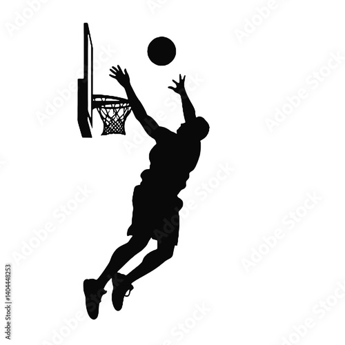 Basketball Player Silhouette Jump Shot Dunk – Vector Sports Illustration