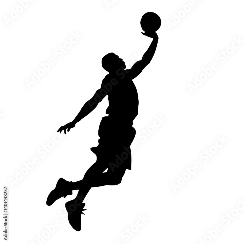 Basketball Player Silhouette Jump Shot Dunk – Vector Sports Illustration