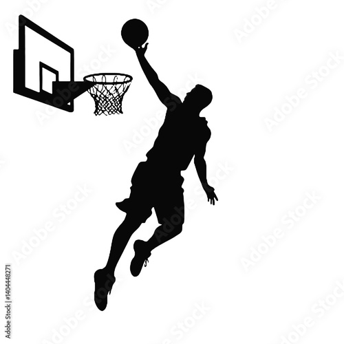 Basketball Player Silhouette Jump Shot Dunk – Vector Sports Illustration