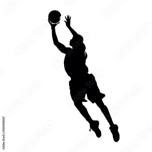 Basketball Player Silhouette Jump Shot Dunk – Vector Sports Illustration
