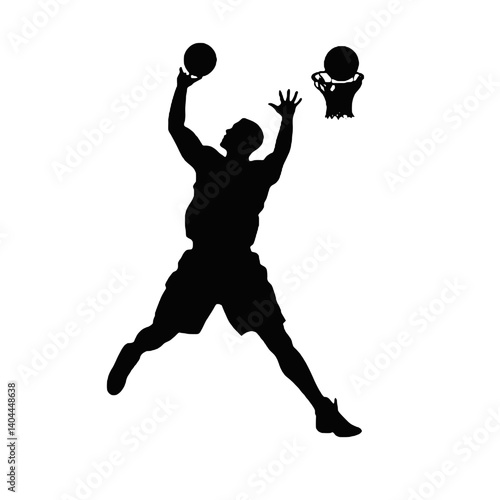 Basketball Player Silhouette Jump Shot Dunk – Vector Sports Illustration