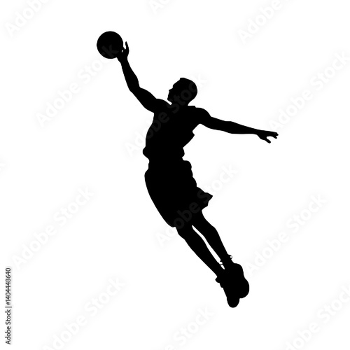 Basketball Player Silhouette Jump Shot Dunk – Vector Sports Illustration