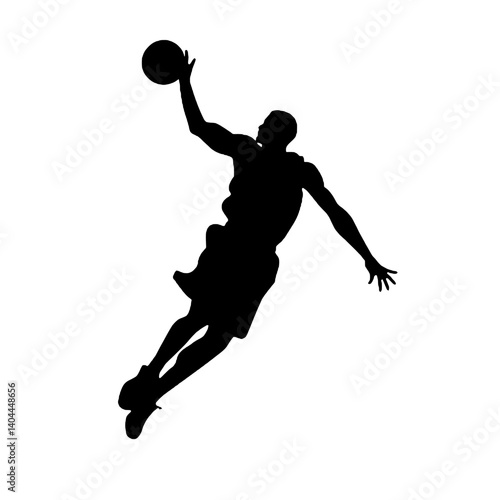 Basketball Player Silhouette Jump Shot Dunk – Vector Sports Illustration