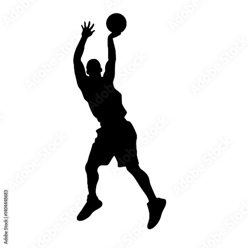 Basketball Player Silhouette Jump Shot Dunk – Vector Sports Illustration