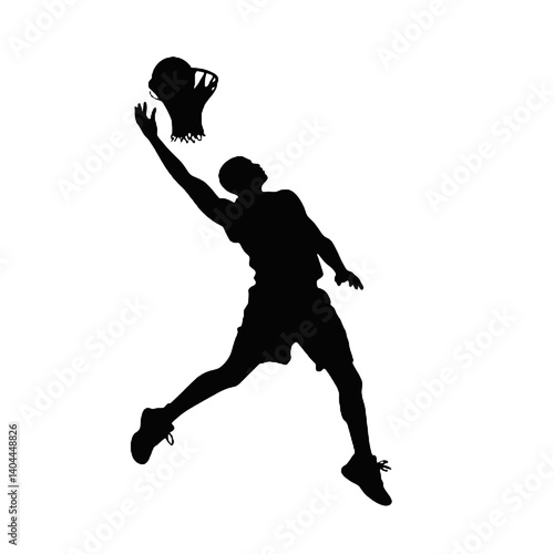 Basketball Player Silhouette Jump Shot Dunk – Vector Sports Illustration