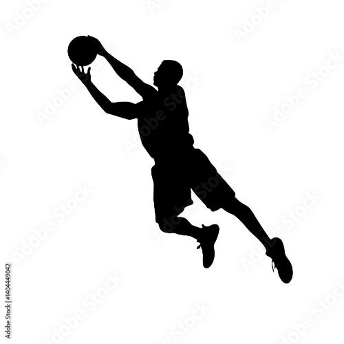 Basketball Player Silhouette Jump Shot Dunk – Vector Sports Illustration