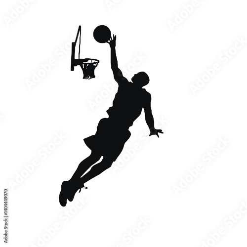 Basketball Player Silhouette Jump Shot Dunk – Vector Sports Illustration