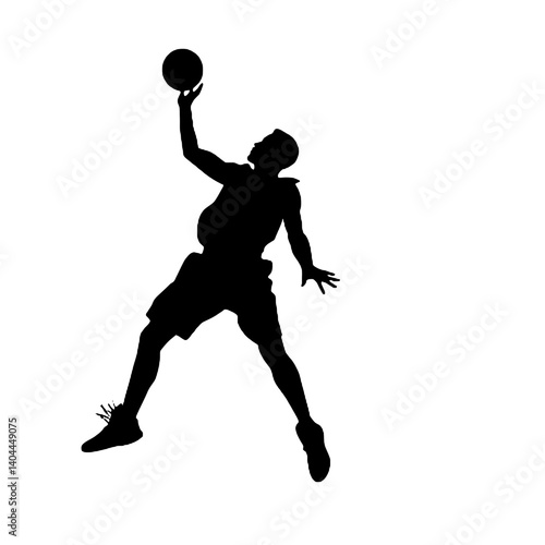 Basketball Player Silhouette Jump Shot Dunk – Vector Sports Illustration