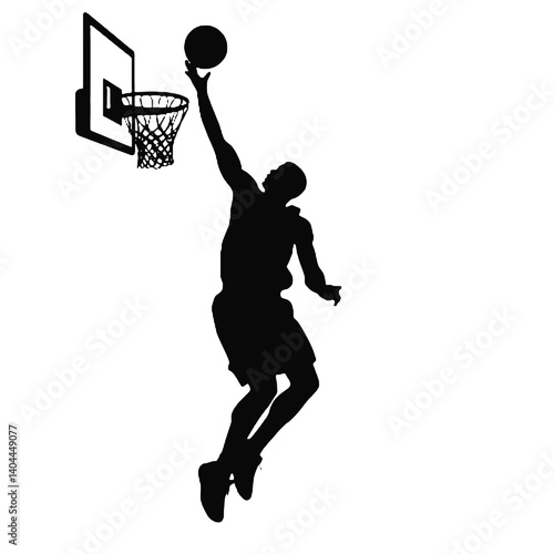 Basketball Player Silhouette Jump Shot Dunk – Vector Sports Illustration