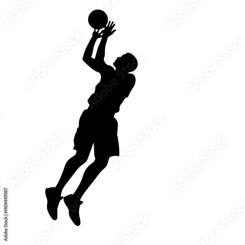 Basketball Player Silhouette Jump Shot Dunk – Vector Sports Illustration