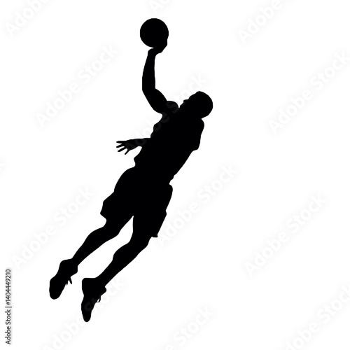 Basketball Player Silhouette Jump Shot Dunk – Vector Sports Illustration