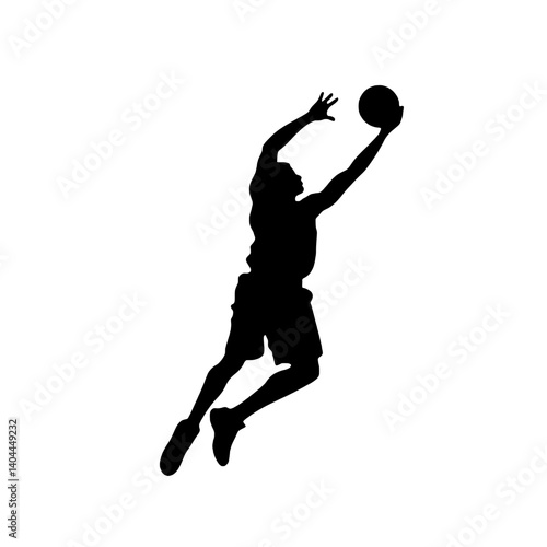 Basketball Player Silhouette Jump Shot Dunk – Vector Sports Illustration
