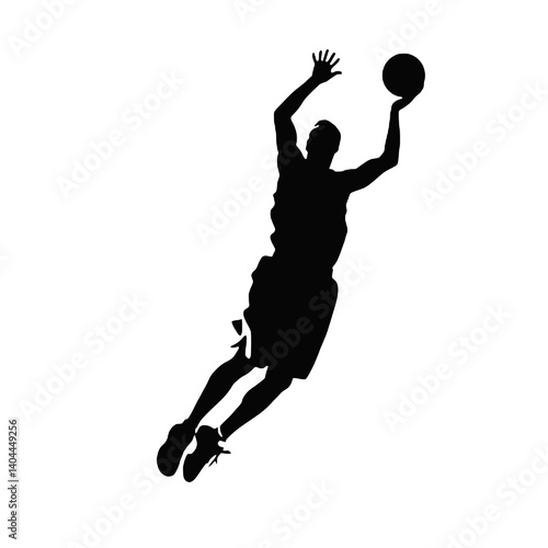 Basketball Player Silhouette Jump Shot Dunk – Vector Sports Illustration
