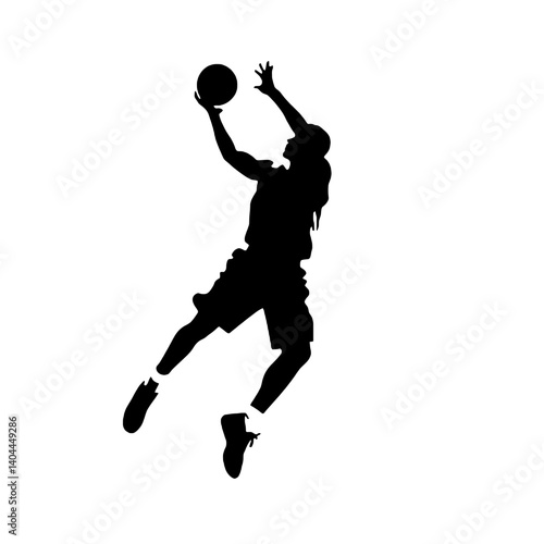 Basketball Player Silhouette Jump Shot Dunk – Vector Sports Illustration