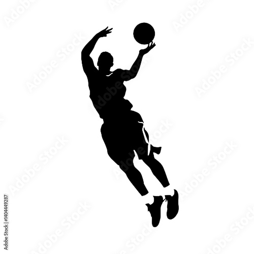 Basketball Player Silhouette Jump Shot Dunk – Vector Sports Illustration