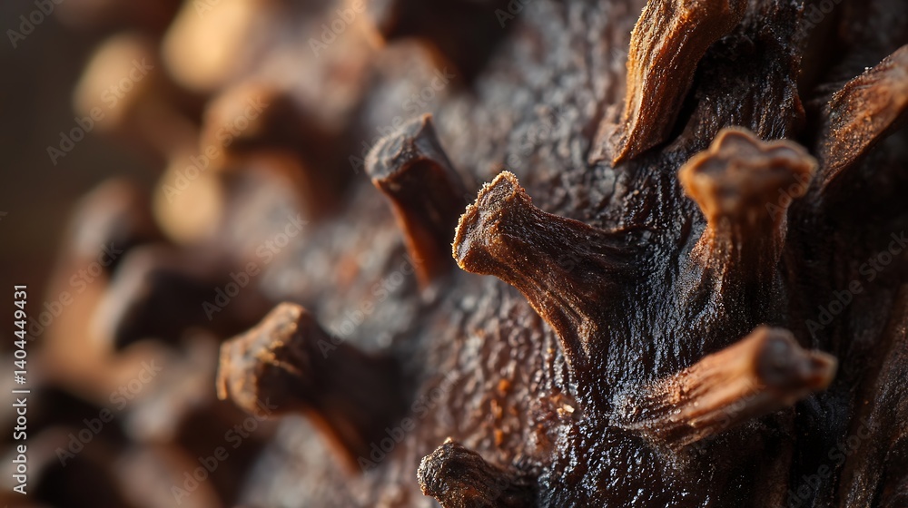 Close Up of Whole Cloves Studded in Dark Aromatic Texture