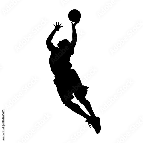 Basketball Player Silhouette Jump Shot Dunk – Vector Sports Illustration