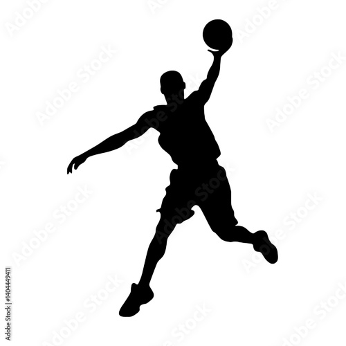 Basketball Player Silhouette Jump Shot Dunk – Vector Sports Illustration