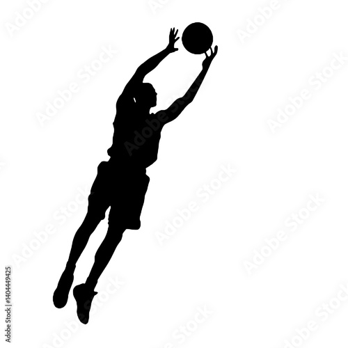 Basketball Player Silhouette Jump Shot Dunk – Vector Sports Illustration