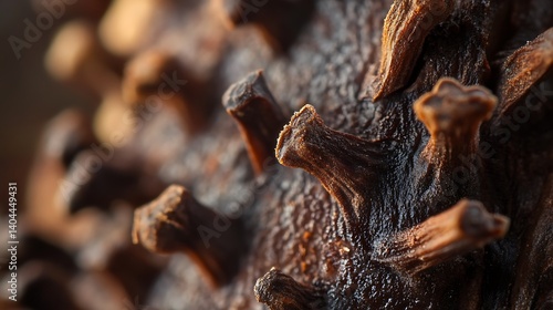 Obraz na płótnie Close Up of Whole Cloves Studded in Dark Aromatic Texture w salonie