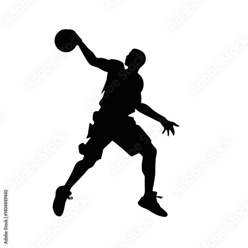 Basketball Player Silhouette Jump Shot Dunk – Vector Sports Illustration