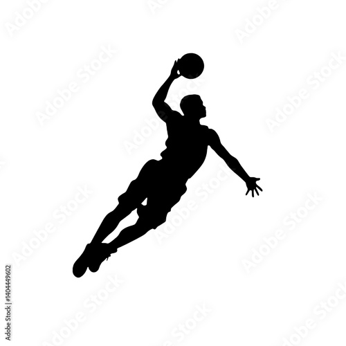 Basketball Player Silhouette Jump Shot Dunk – Vector Sports Illustration