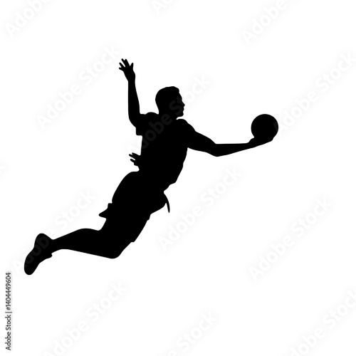 Basketball Player Silhouette Jump Shot Dunk – Vector Sports Illustration