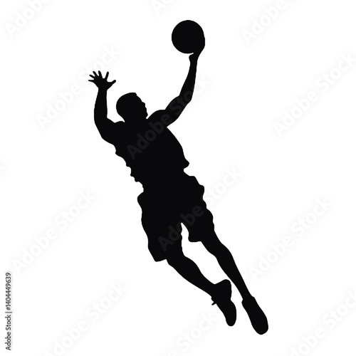 Basketball Player Silhouette Jump Shot Dunk – Vector Sports Illustration