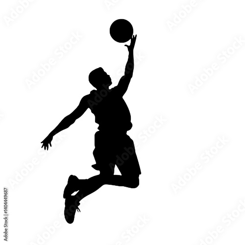 Basketball Player Silhouette Jump Shot Dunk – Vector Sports Illustration