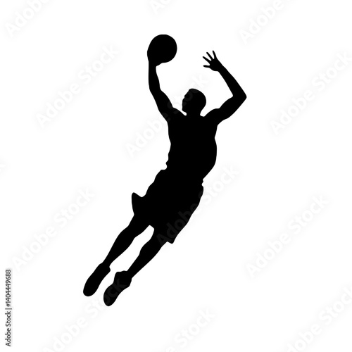 Basketball Player Silhouette Jump Shot Dunk – Vector Sports Illustration
