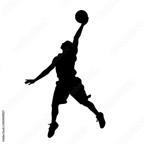Basketball Player Silhouette Jump Shot Dunk – Vector Sports Illustration