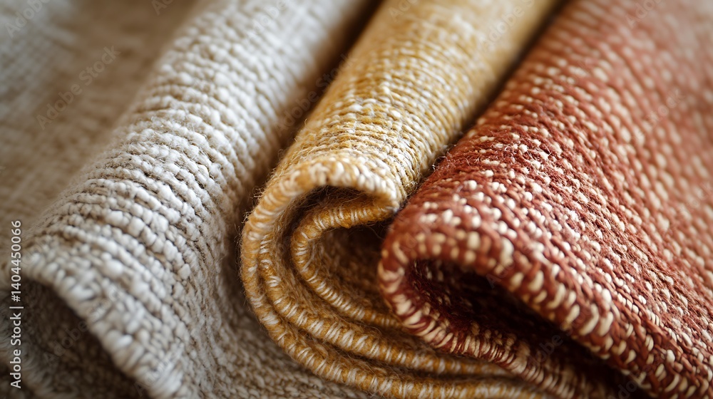 Textured Fabric Rolls in Earth Tones with Woven Detail