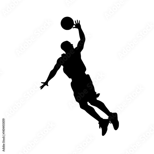 Basketball Player Silhouette Jump Shot Dunk – Vector Sports Illustration