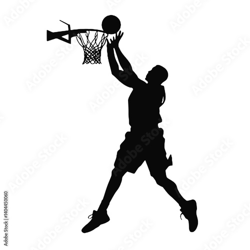 Basketball Player Silhouette Jump Shot Dunk – Vector Sports Illustration