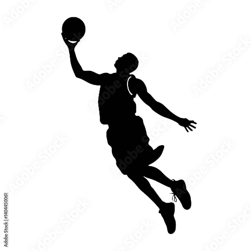 Basketball Player Silhouette Jump Shot Dunk – Vector Sports Illustration