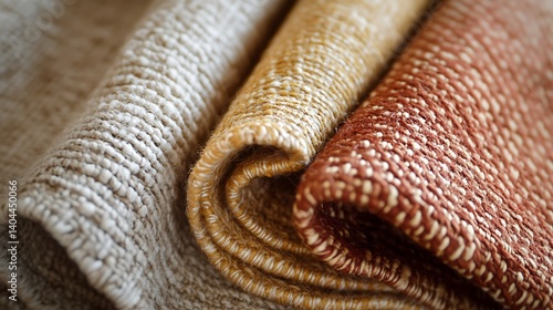 Obraz na płótnie Textured Fabric Rolls in Earth Tones with Woven Detail w salonie