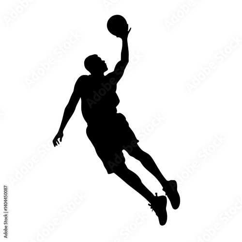 Basketball Player Silhouette Jump Shot Dunk – Vector Sports Illustration