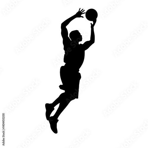 Basketball Player Silhouette Jump Shot Dunk – Vector Sports Illustration