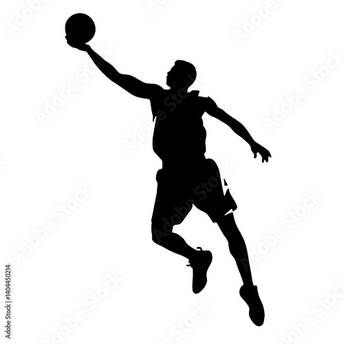 Basketball Player Silhouette Jump Shot Dunk – Vector Sports Illustration