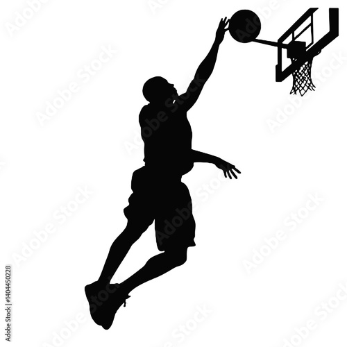 Basketball Player Silhouette Jump Shot Dunk – Vector Sports Illustration