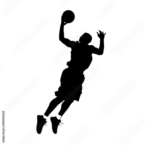 Basketball Player Silhouette Jump Shot Dunk – Vector Sports Illustration