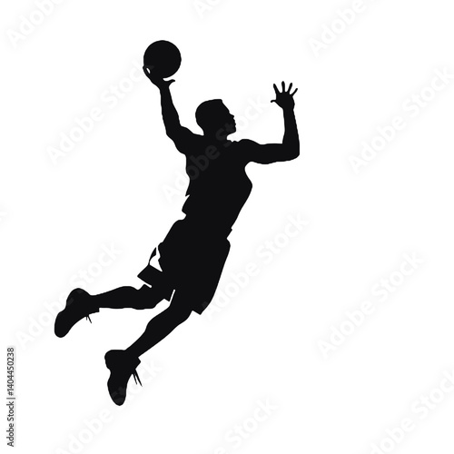 Basketball Player Silhouette Jump Shot Dunk – Vector Sports Illustration