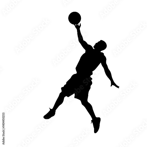 Basketball Player Silhouette Jump Shot Dunk – Vector Sports Illustration