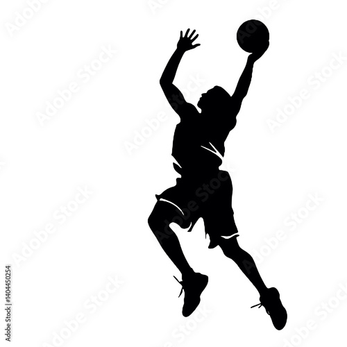 Basketball Player Silhouette Jump Shot Dunk – Vector Sports Illustration