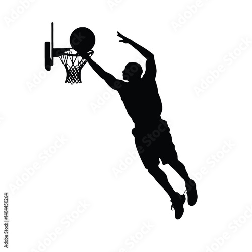 Basketball Player Silhouette Jump Shot Dunk – Vector Sports Illustration