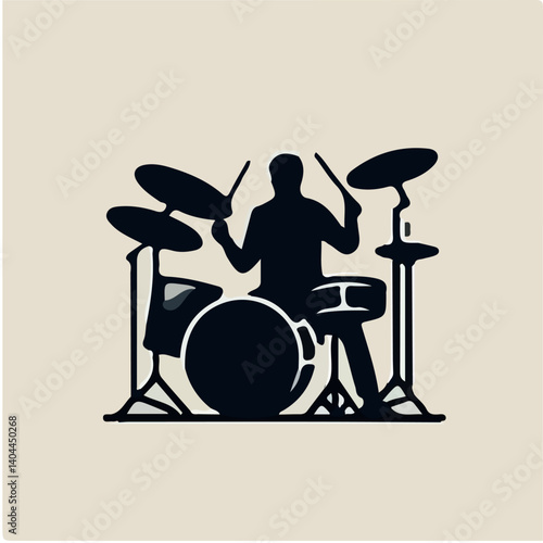 vector silhouette drummer playing drum