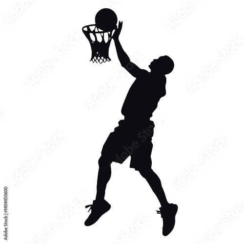 Basketball Player Silhouette Jump Shot Dunk – Vector Sports Illustration